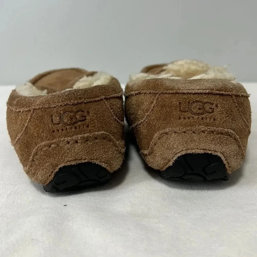 UGG Australia Kids Chestnut Genuine Suede, Sheepskin Wool Loafer Slippers Size 2